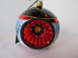 Joy To The World Art in Glass Vintage Wintery Fox Hunt Reflector Ball Ornament