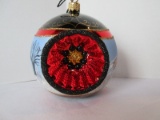 Joy To The World Art in Glass Vintage Wintery Fox Hunt Reflector Ball Ornament