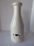 Large Ceramic Milk Bottle w/ Relief Cow Design