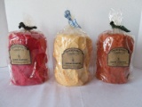 3 Thompson's Candle Co. Super Scented Large Pillar Candles Fresh Oranges, Strawberry Patch