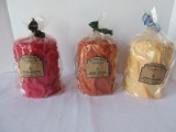 3 Thompson's Candle Co. Super Scented Large Pillar Candles Fresh Oranges, Strawberry Patch