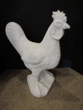 White Concrete Rooster Statue White Finish