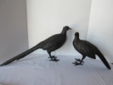 Pair Molded Pheasant Bird Figures