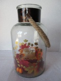 Pressed Glass Jar w/ Metal Band Collar