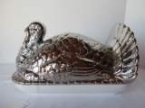 Ceramic Turkey Covered Rectangle Shape Server Chrome Glaze Finish