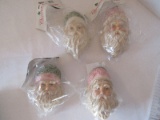 4 Ceramic Jolly Old Saint Nick Santa Ornaments