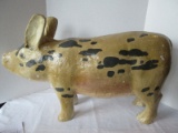 Folk Art Style Papier Mache Figural Spotted Pig