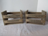 2 Decorative Wooden Crates Stamped 