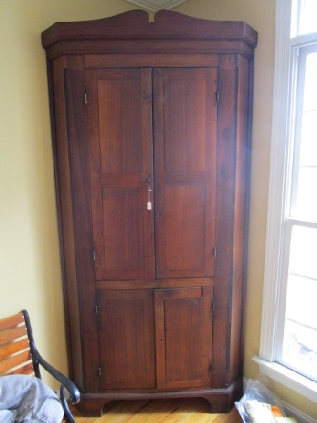 Early Vintage Corner Cupboard Mid Century Wooden Square Panel