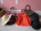 Lot - Wicker Hats, Tiger Stripe Tote Bag, Engraved Orange Tote, Black Felt Hat, Etc.