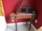 Singer Vintage Sewing Machine Black Metal Serial AD5671446 on Wood Sewing Desk