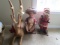 Lot - Cardboard Reindeer w/ Bows & Santa/Mrs. Claus on Wood Base