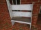 White Wooden Porch Bench Possibly Hand Made Ladder Back, Curved Column Sides