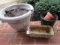 Lot - Planter Scallop Motif, Metal Tin Planter, Etc.