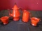 Ceramic Red Iron-Design/Motif Pitcher, Teapot, Creamer/Sugar