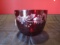 Ruby Glass Bowl w/ Holly Motif