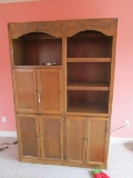 Pair - Wooden Display/TV Cabinets, 1 w/ Hutch Doors, 3 Shelves, 1 w/ 2 Hutch Doors, 2 Shelves