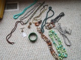 Lot - Costume Jewelry Necklaces, Readers, 1 Cross Pendent, Various Designs, Etc.