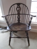 Wooden Chair Slat/Lyre Back, Curled Arms Spindle Legs