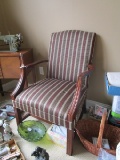 Wooden Chair Grooved Arms & Legs, Red/Yellow Stripes