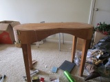 Wooden Desk Curved/Bow Front w/ Open Hinge Doors on Tapered Legs