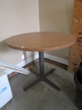 Wooden Round Top Table w/ Metal Pedestal Legs