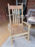 Wooden Slat-Back/Seat Rocking Chair