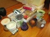 Lot - Misc. Candles/Candle Holders, Urn Motif, Ceramic, Glass, Etc.