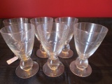6 Etched Wheat Design Goblets 6