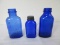 3 Cobalt Glass Phillips Milk of Magnesia Bottles