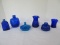 Lot - Cobalt Hand Blown Bottle 5 1/4