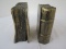 Pair - Farber & Shelvin Inc. Cast Spelter Figural Book Form Bookends Antiqued Gilted Patina