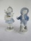 Pair - Gerold Porzellan Bavarian Porcelain Figurines Girl w/ Birds Post 1949 Mark 5 1/2