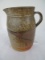 Southern Pottery Pitcher Mottled Brown Matte Glaze w/ Brown Gloss Band