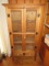 Rustic Pine Country Cupboard w/ Wire Mesh Panel Double Doors, Porcelain Pulls