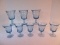 8 Fostoria Blue Jamestown Pattern Heavy Pressed Glass Water Goblets