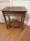 Early Mixed Wood Side Table w/ Dovetailed Drawer & Base Shelf