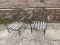 Pair - Wrought Iron Patio Arm Chairs Rosebud Foliage Design Spring Base