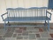 Painted Blue Spindle Back Bench w/ Arm Rest