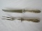 Sterling Handle Carving Set Meat Fork & Knife Flower Foliage & Hearts Pattern