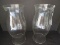 Pair - Hand Crafted Glass Hurricane Shades Vertical Panel Design