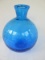 Striking Hand Crafted Blue Art Glass Vase Controlled Bubble Design & Pontil Base