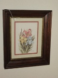 Floral Lily & Iris Limited 1608/2000 Edition Artist Signed Haynwes Print in Dark Stain