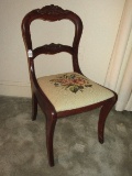 Mahogany Balloon Back Chair Carved Flowers & Foliate Design