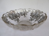 Fostoria Baroque Pattern Console Bowl w/ Sterling Floral Spray Overlay