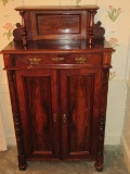 Magnificent Antique Rosewood/Mahogany Veneer Cupboard w/ Display Shelf