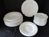 Lot - Johnson Bros./Franciscan Dinnerware 8 Richmond White Pattern Embossed Trellis Design