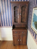 Rustic Chic Pine Cupboard w/ Chickenwire Panel Doors, Porcelain Pulls