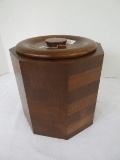 Kustom Kraft Solid Black Walnut Mid-Century Modern Octagon Form Ice Bucket