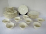 44 Pieces Wedgwood China Patrician Pattern Embossed Flowers & Scrolls Design Cream Color